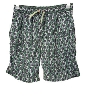 J. Crew Boys 14 Swim Shorts Green Pink Floral Beach Swim Travel Resort Vacation